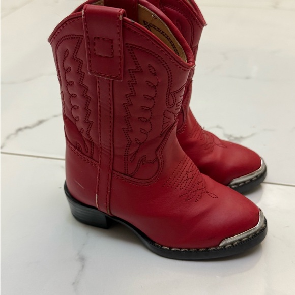 Durango Kids Red Leather Cowboy Boots Size 6D - Picture 2 of 5